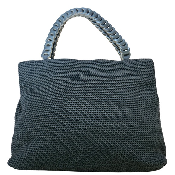 The Sak Handbags - The Sak Black Crochet Woven Tote Bag with‎ Leather Handles Boho Shoulder Purse